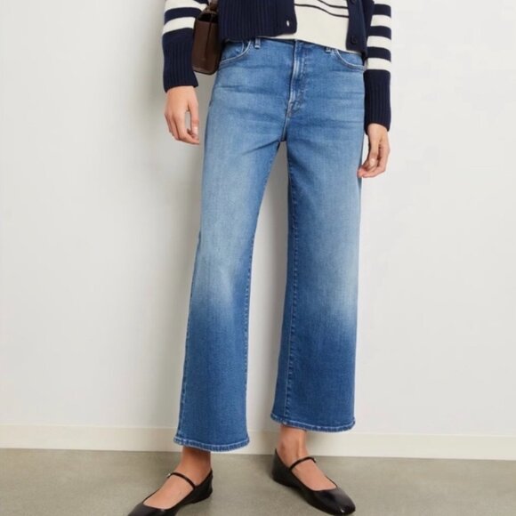 Mother Denim The Dodger Ankle High Rise Wide Leg Plus Size Cropped Jeans Blue 33 - Picture 1 of 15
